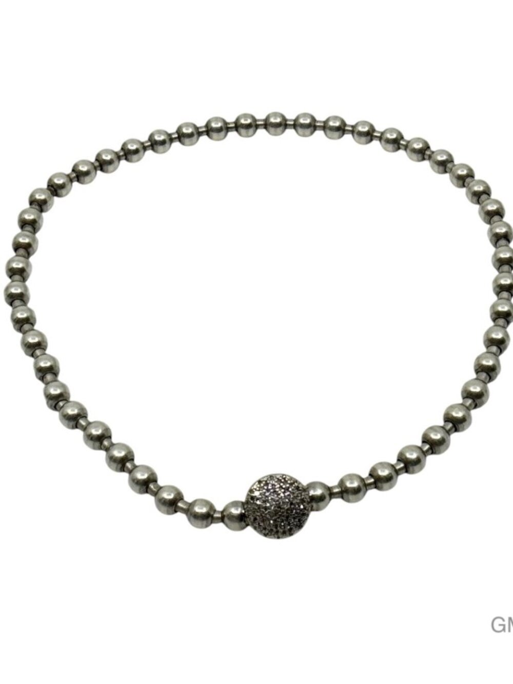 Sterling silver diamond bead bangle bracelet - GM305